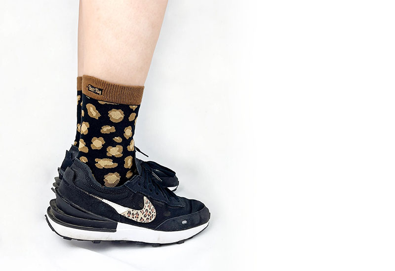 豹紋襪-咖黑 厚襪款(2種尺寸) 